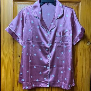 Ladies satin pajamas, pink, size xl